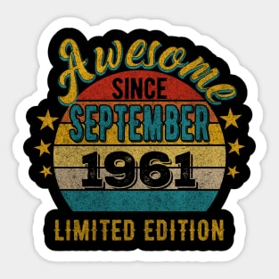 61 Year Old 61st Birthday Design for September 1961 born Limited Edition Legend BDay Gift Sticker